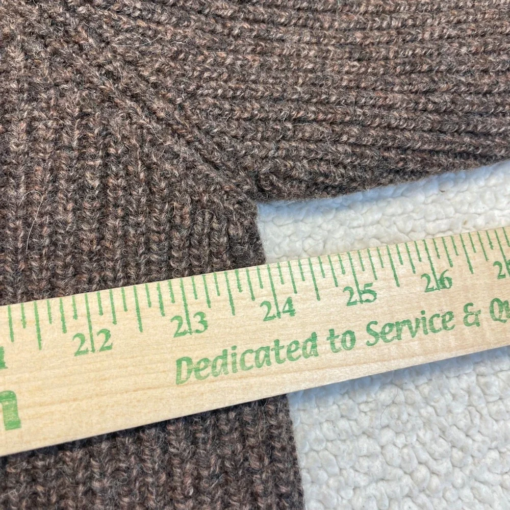 LL Bean Sweater Mens L Tall Brown Merino Lambswool 1/4 Zip Ribbed Knit 237814